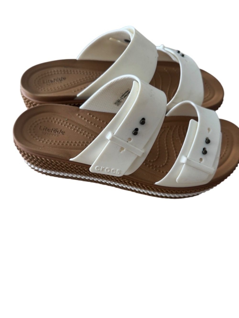 White Double-Strap Slide Sandals for Women - Picture 2 of 4